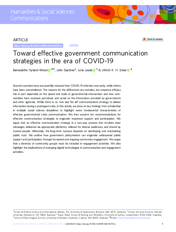 (PDF) Toward effective government communication strategies in the era ...