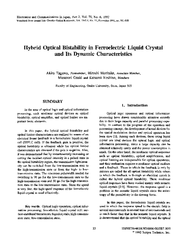 (PDF) Hybrid optical bistability in ferroelectric liquid crystal and ...