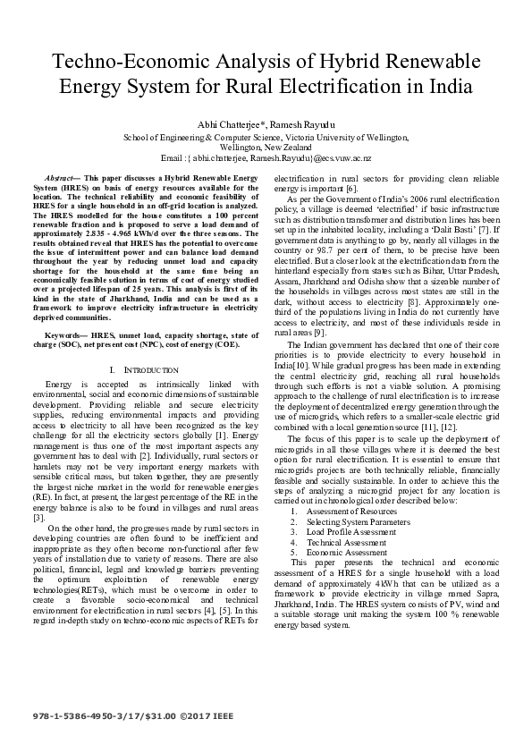 (PDF) Techno-economic analysis of hybrid renewable energy system for ...
