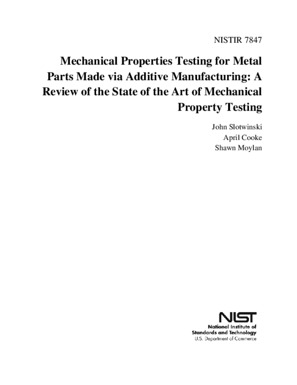 (PDF) Mechanical properties testing for metal parts made via additive ...