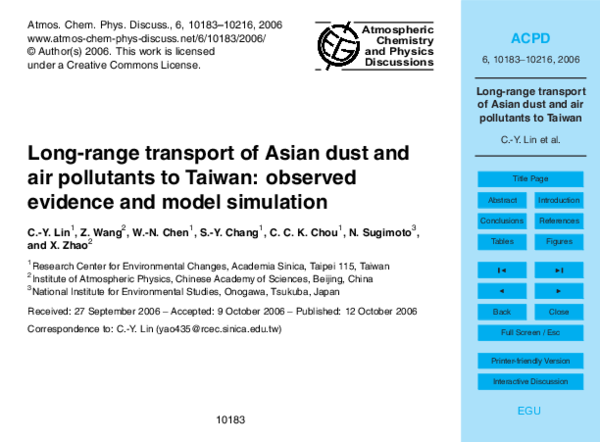 (PDF) Long-range transport of Asian dust and air pollutants to Taiwan ...