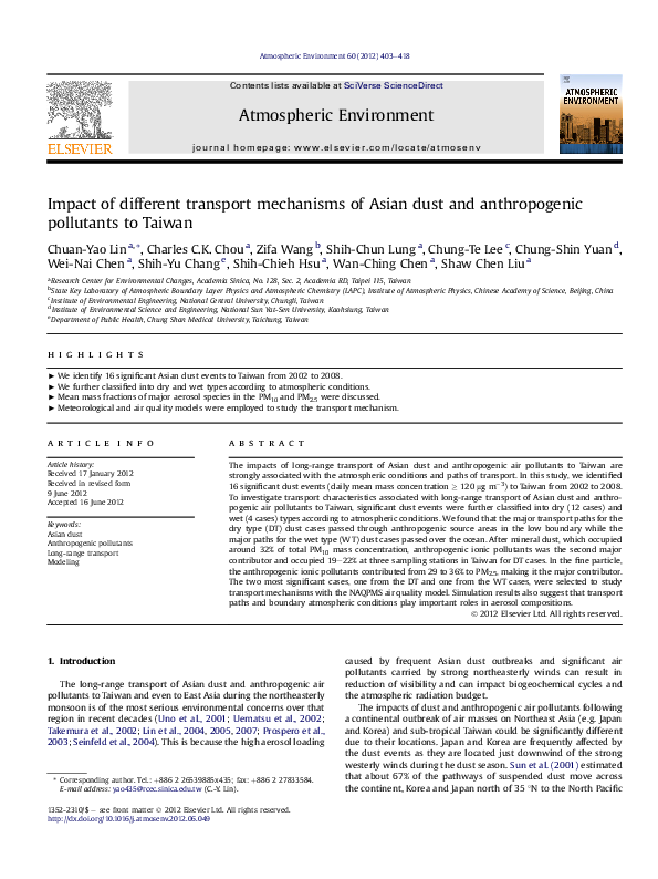 (PDF) Impact of different transport mechanisms of Asian dust and ...