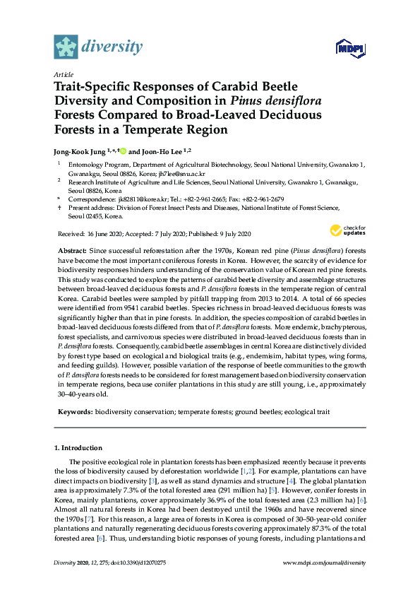 (PDF) Trait-Specific Responses of Carabid Beetle Diversity and ...