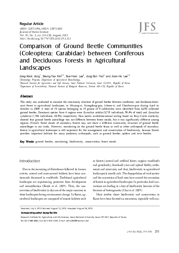 (PDF) Comparison of Ground Beetle Communities (Coleoptera: Carabidae ...