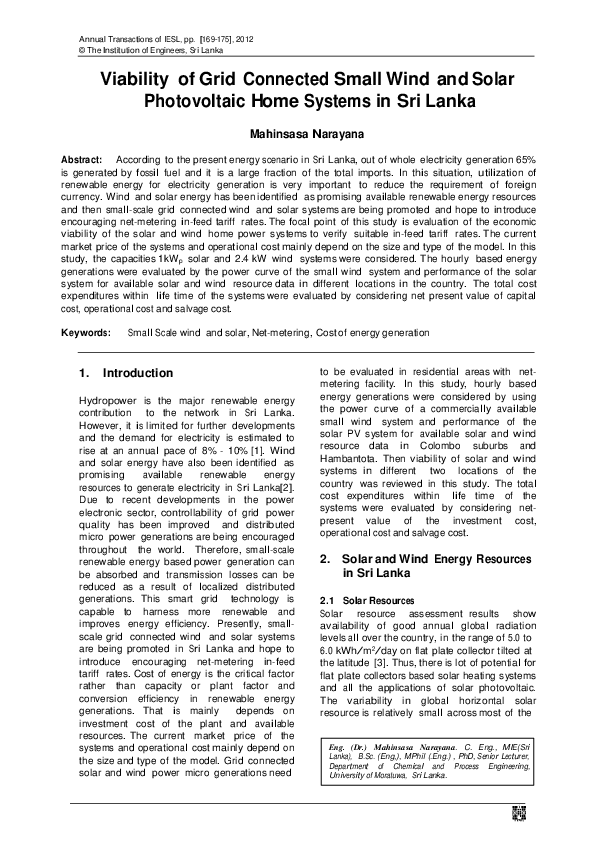(PDF) Viability of Grid Connected Small Wind and Solar Photovoltaic ...