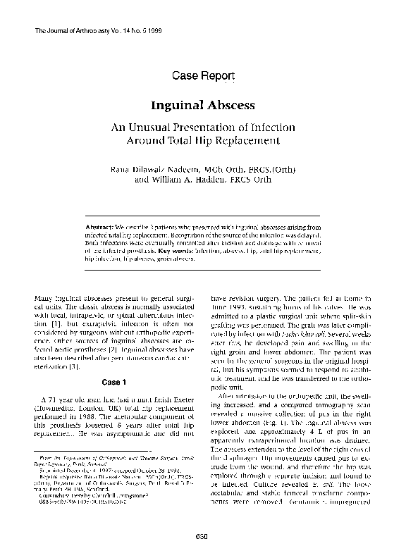 (PDF) Inguinal abscess: an unusual presentation of infection around ...
