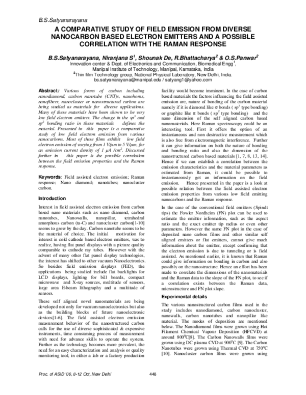 (PDF) A comparative study of field emission from diverse nanocarbon ...