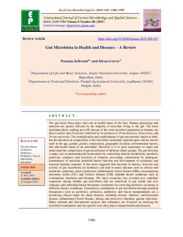 (PDF) Gut Microbiota in Health and Diseases – A Review