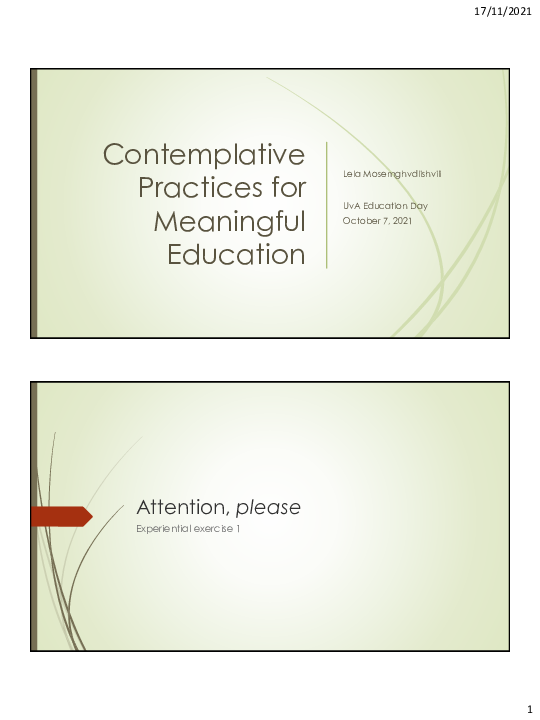 (PDF) Contemplative Practices for Meaningful Education
