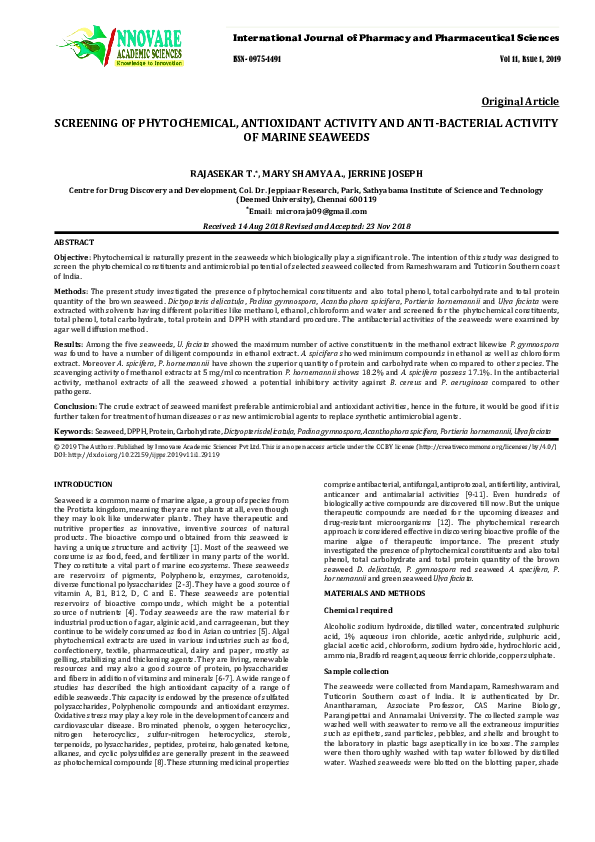 (PDF) Screening of Phytochemical, Antioxidant Activity and Anti ...