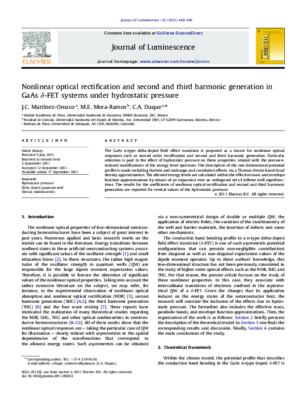 (PDF) Nonlinear optical rectification and second and third harmonic ...