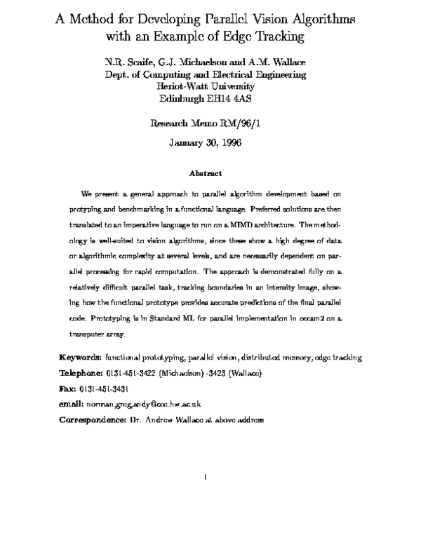 (PDF) A Method for Developing Parallel Vision Algorithms with an ...