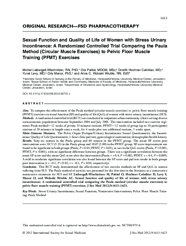 (PDF) Sexual Function and Quality of Life of Women with Stress Urinary ...