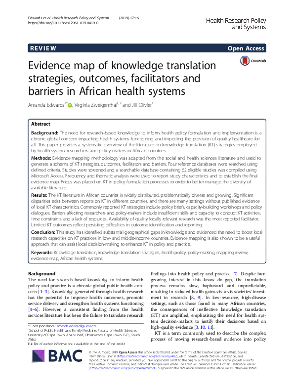 (PDF) Evidence map of knowledge translation strategies, outcomes ...