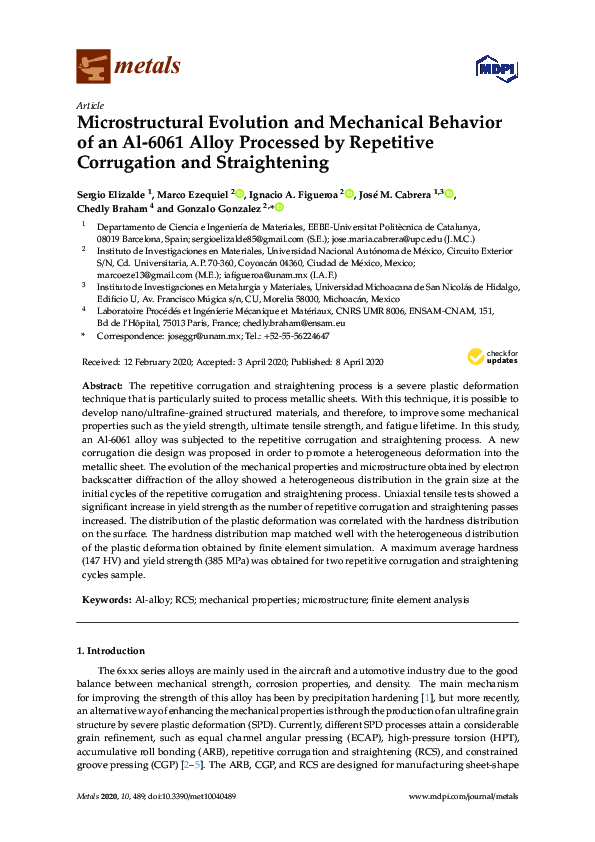 (PDF) Microstructural Evolution and Mechanical Behavior of an Al-6061 ...