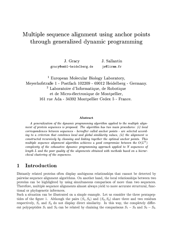 (PDF) Multiple sequence alignment using anchor points through
