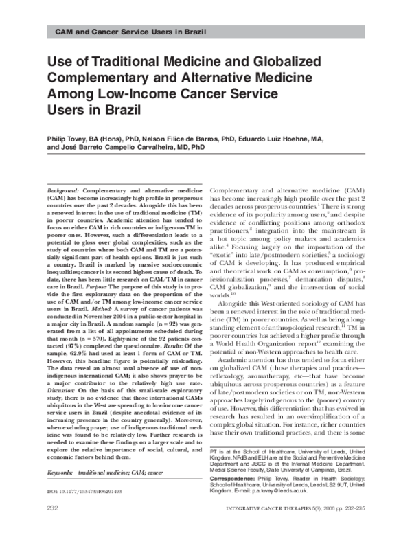 (PDF) Use of Traditional Medicine and Globalized Complementary and ...