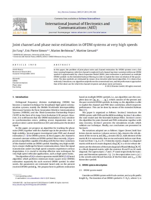 (PDF) Joint channel and phase noise estimation in OFDM systems at very ...