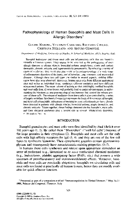 (PDF) Pathophysiology of Human Basophils and Mast Cells In Allergic ...