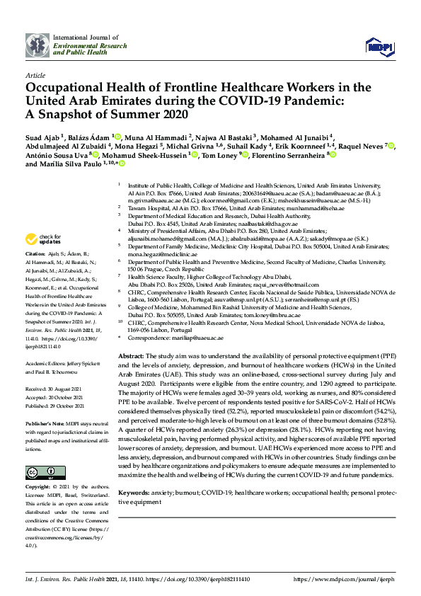(PDF) Occupational health and wellbeing of frontline healthcare workers ...