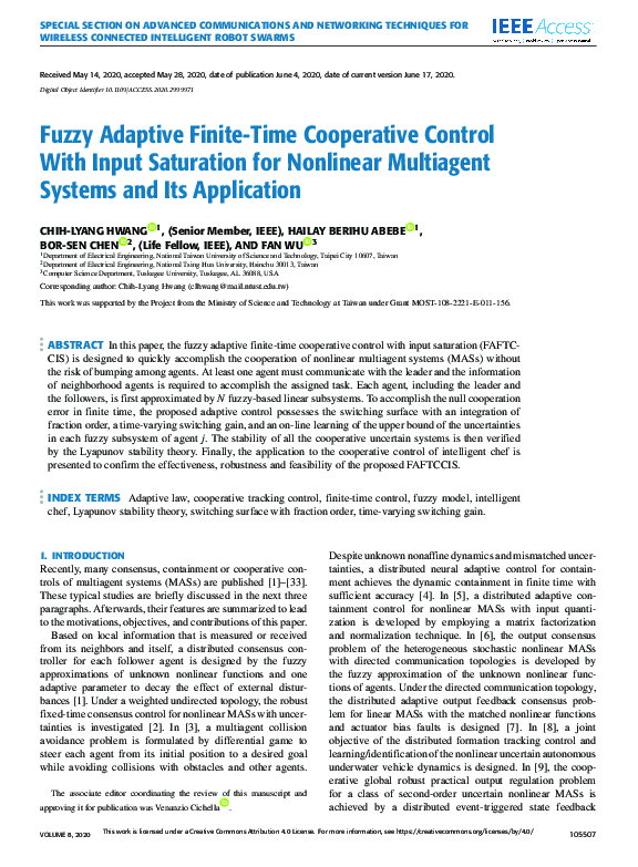 (PDF) Fuzzy Adaptive Finite-Time Cooperative Control With Input ...