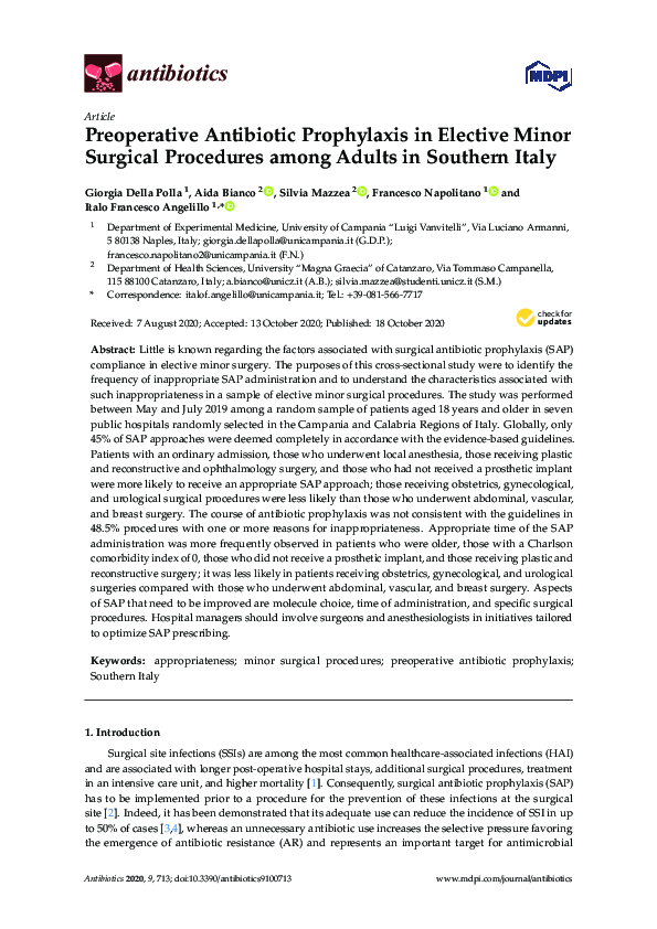 (PDF) Preoperative Antibiotic Prophylaxis in Elective Minor Surgical ...