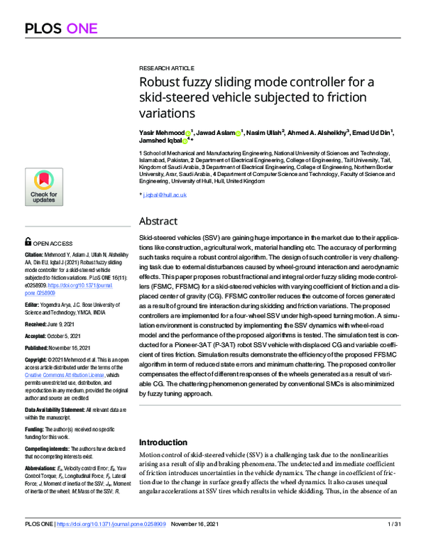 (PDF) Robust fuzzy sliding mode controller for a skid-steered vehicle ...