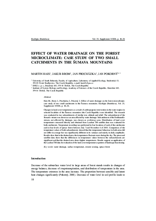 (PDF) Effect of water drainage on the forest microclimate; case study ...