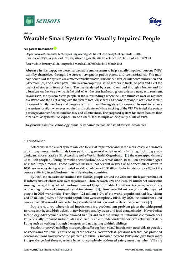 (PDF) Wearable Smart System for Visually Impaired People