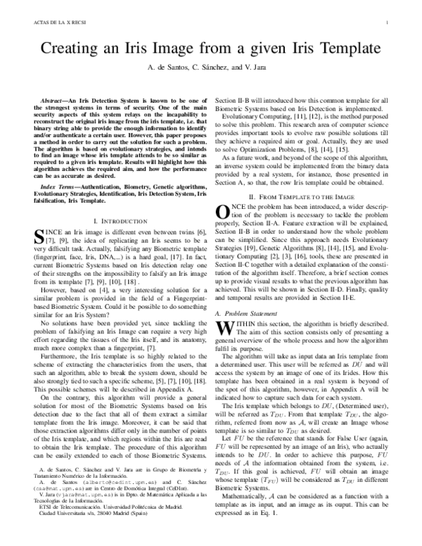 (PDF) Creating an Iris Image from a given Iris Template