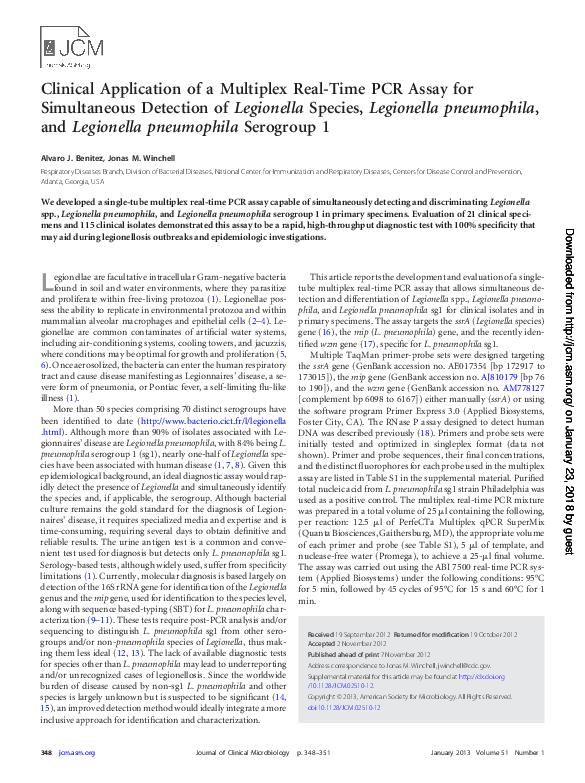 (PDF) Clinical Application of a Multiplex Real-Time PCR Assay for ...