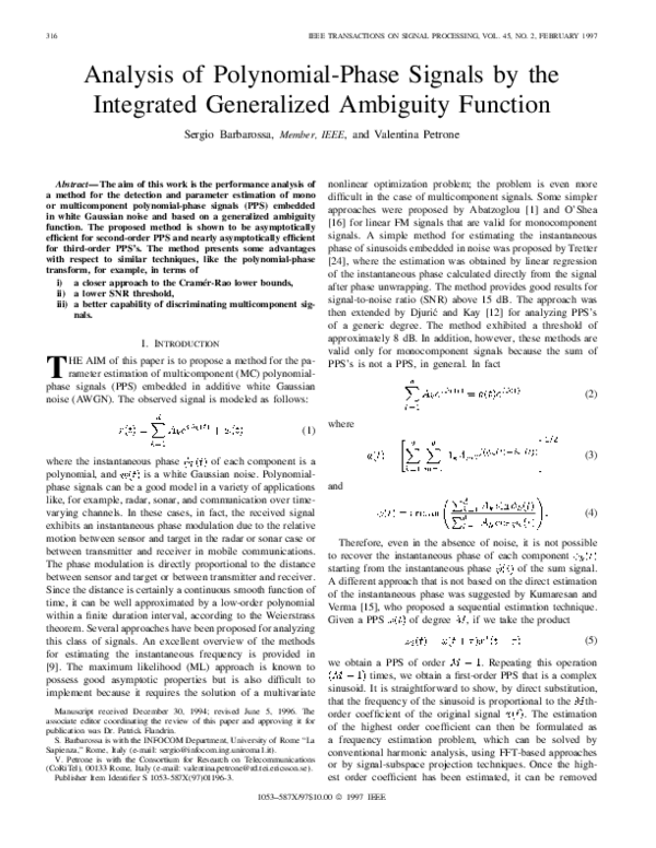 (PDF) Analysis of polynomial-phase signals by the integrated ...