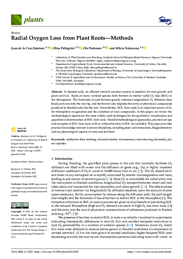 (PDF) Radial Oxygen Loss from Plant Roots—Methods