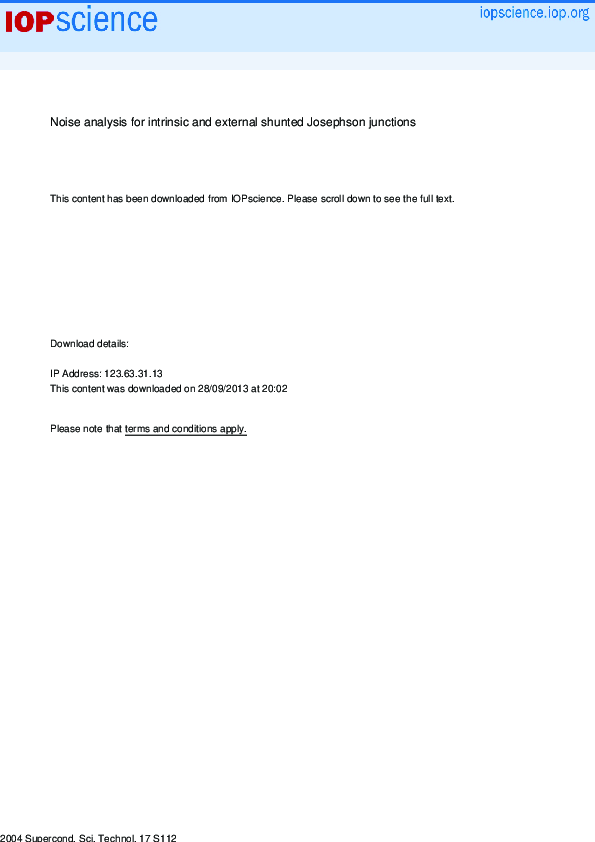 (PDF) Noise analysis for intrinsic and external shunted Josephson junctions