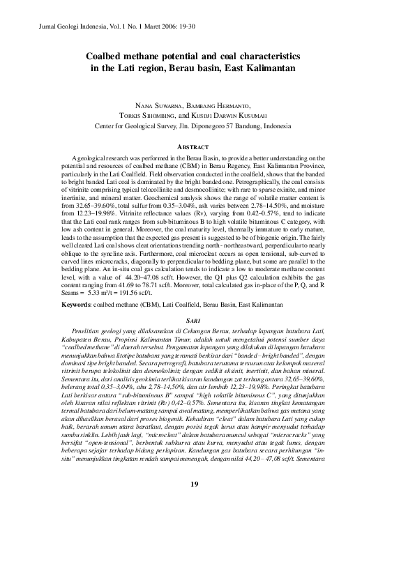(PDF) Coalbed methane potential and coal characteristics in the Lati ...