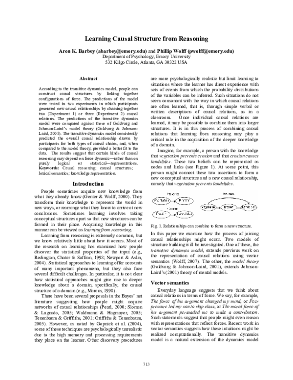 (PDF) Learning Causal Structure from Reasoning