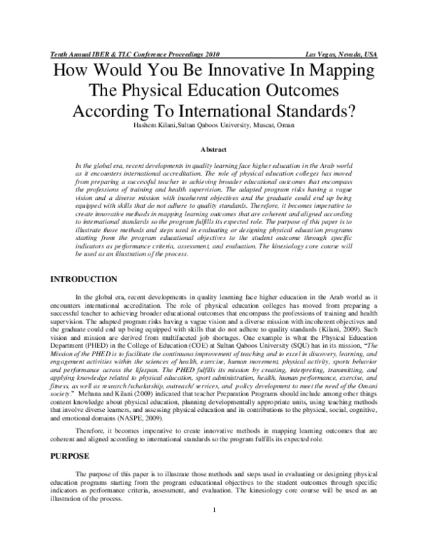 (PDF) How Would You Be Innovative In Mapping the Physical Education ...