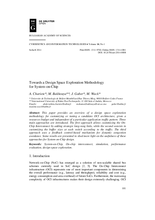 (PDF) Towards a design space exploration methodology for system-on-chip