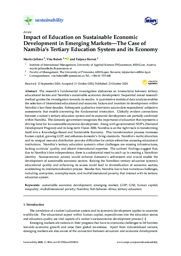 (PDF) Impact of Education on Sustainable Economic Development in ...