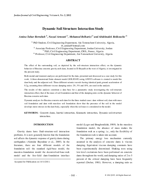 (PDF) Dynamic Soil Structure Interaction Study Abdelmalek Bekkouche