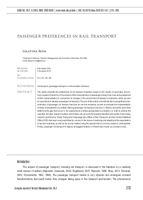 (PDF) Passenger preferences in rail transport
