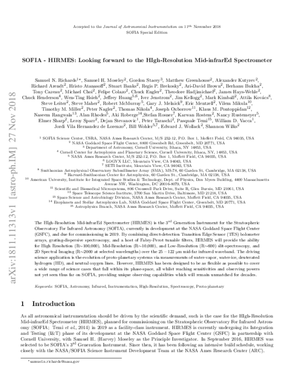 (PDF) SOFIA - HIRMES: Looking forward to the HIgh-Resolution Mid ...