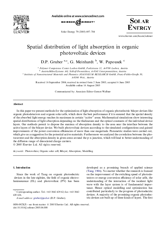 (PDF) Spatial distribution of light absorption in organic photovoltaic ...