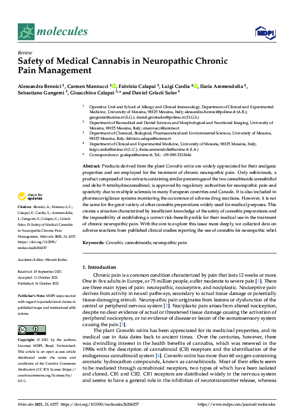 (PDF) Safety of Medical Cannabis in Neuropathic Chronic Pain Management