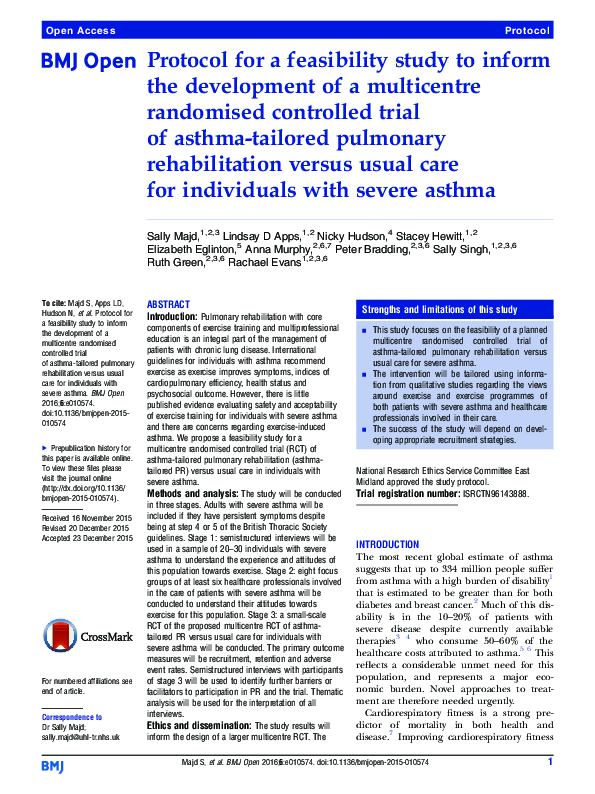 (PDF) Protocol for a feasibility study to inform the development of a ...