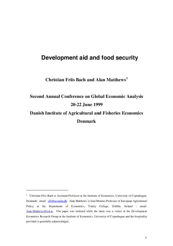 (PDF) Development aid and food security