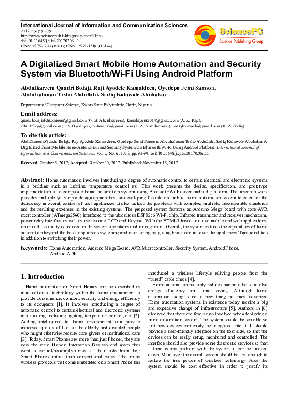 (PDF) A Digitalized Smart Mobile Home Automation and Security System ...