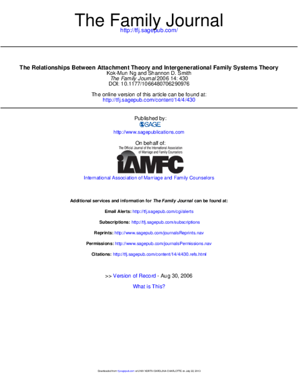 (PDF) The relationships between attachment theory and intergenerational ...