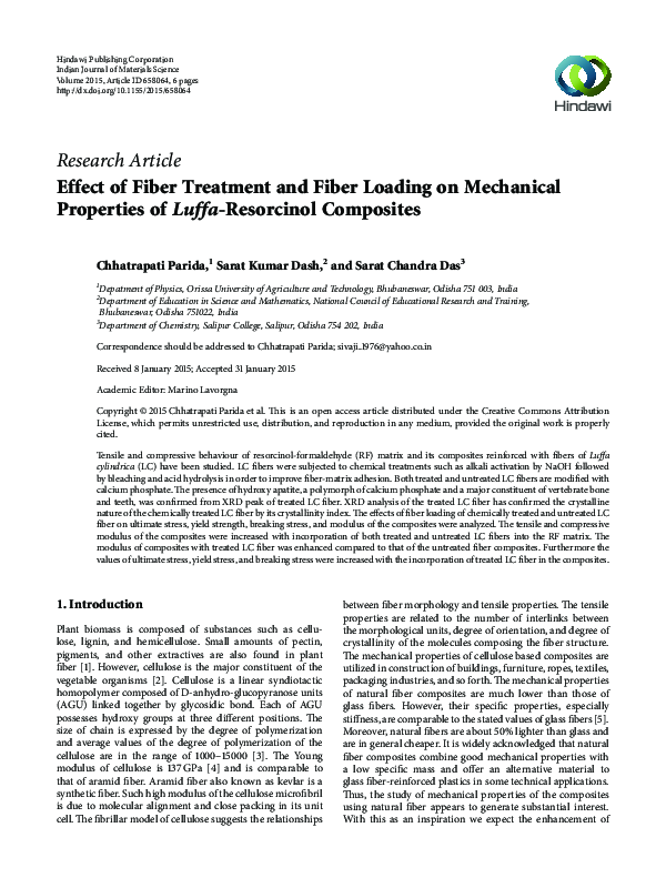 (PDF) Effect of Fiber Treatment and Fiber Loading on Mechanical ...