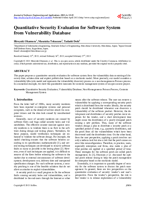 (PDF) Quantitative Security Evaluation for Software System from ...